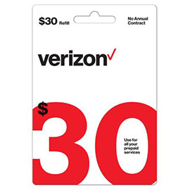 Verizon $30 Prepaid Refill Card