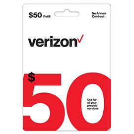Verizon $50 Prepaid Refill Card