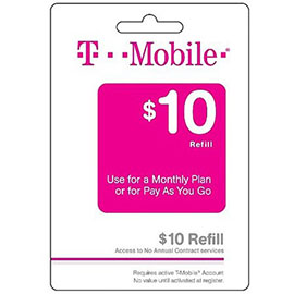 $10 T-Mobile Prepaid Refill Card