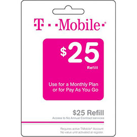 $25 T-Mobile Prepaid Refill Card