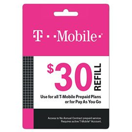 $30 T-Mobile Prepaid Refill Card
