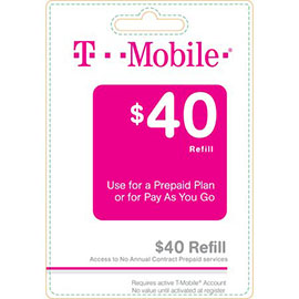 $40 T-Mobile Prepaid Refill Card