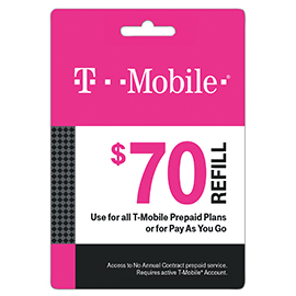 $70 T-Mobile Prepaid Refill Card