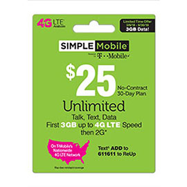 $25 Simple Mobile Pre-Paid Card