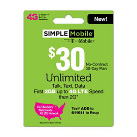 $30 Simple Mobile Pre-Paid Card