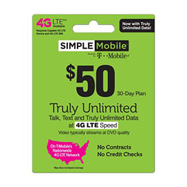 $50 Simple Mobile Pre-Paid Card