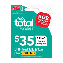 Total Wireless $35 Individual 30 Day Plan