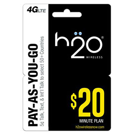 $20 H2o Pay as You Go Pre Paid Card