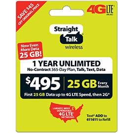 Straight Talk $495 Unlimited Prepaid Card