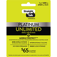 Straight Talk $65 Platinum Unlimited Prepaid Card