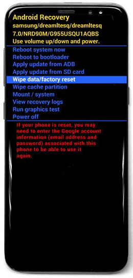 gs8 select wipe data