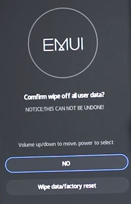 Huawei second 2nd reset screen