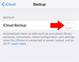 iphone backup menu icloud backup toggle