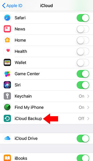 iphone icloud menu icloud back up location