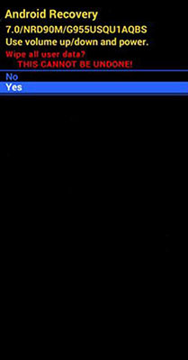 Android Recovery YES option htc reboot