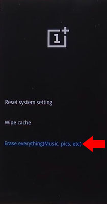 OnePlus Hard Reset Erase everything Menu reboot