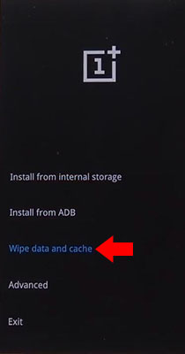 OnePlus Hard Reset Wipe data and cache Menu reboot