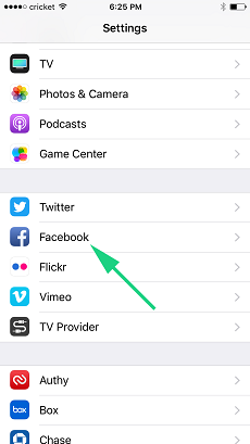 Select facebook - iphone