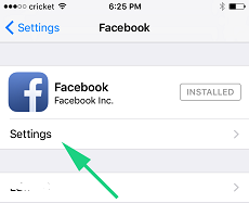 Select facebook settings