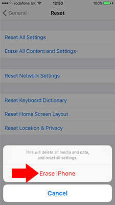iphone erase iphone prompt