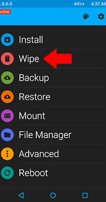 zte factory reset reboot menu wipe