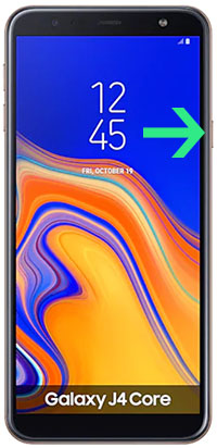 Samsung Galaxy J4 Core - Arrow at Power Button