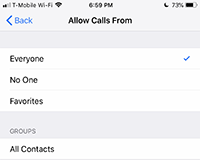 Allow calls from options DND