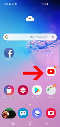 Arrow choose youtube app - android
