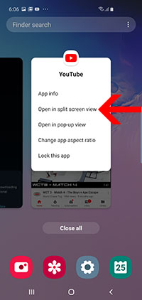  choose split screen - arrow